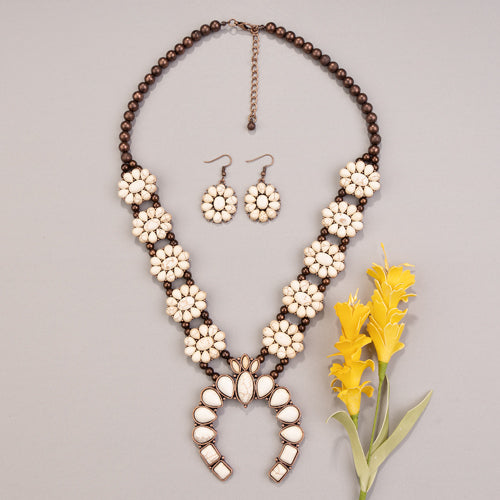 71959 - Squash Blossom Necklace with Earrings Set - Fashion Jewelry Wholesale