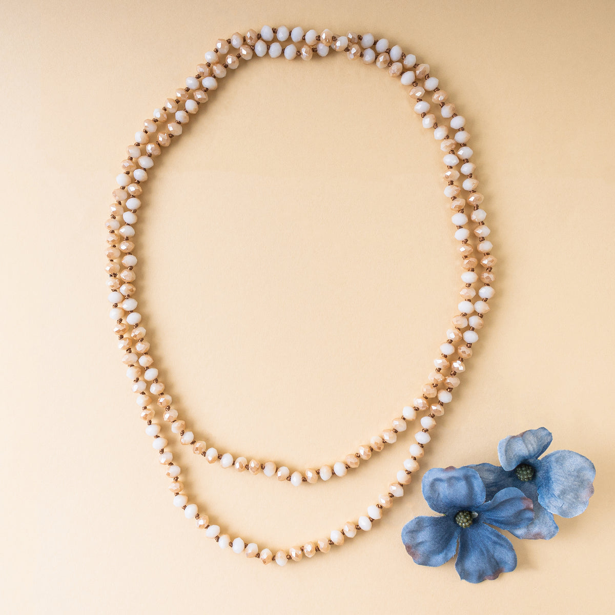 72028-13 - Beaded Necklace - Beige AB