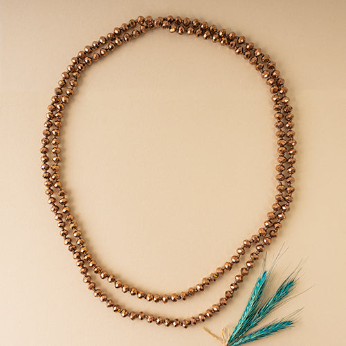 72028-26 - Crystal Beaded Necklace - Bronze - Fashion Jewelry Wholesale