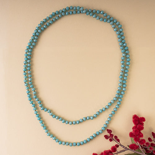 72028-28 - Crystal Beaded Necklace - Turquoise Blue - Fashion Jewelry Wholesale