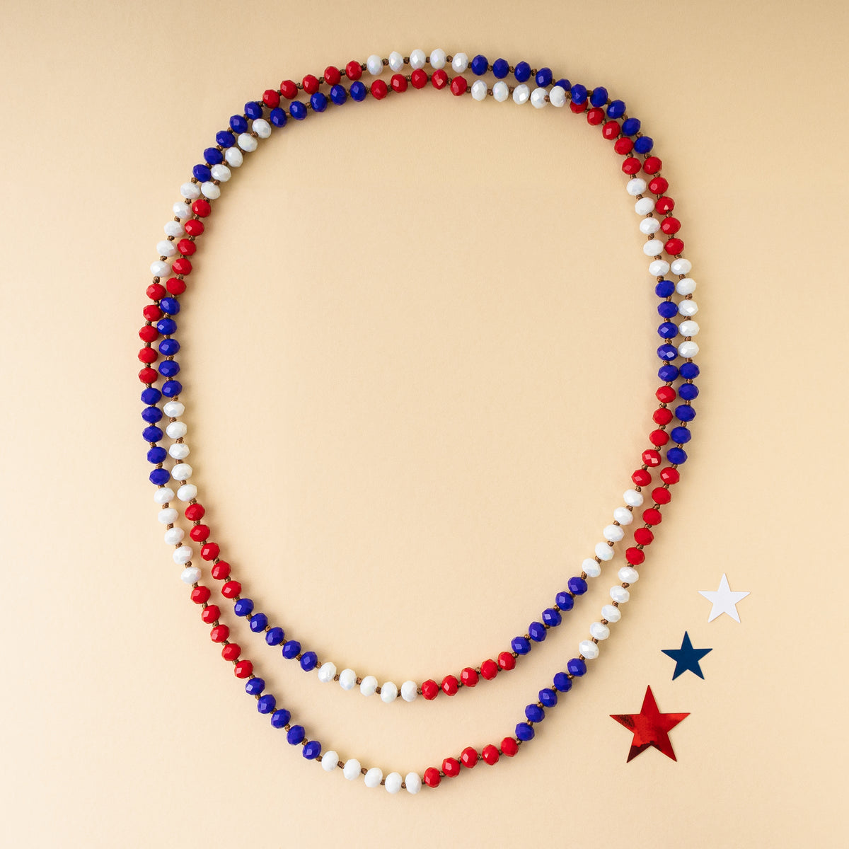 72028 - 41 - Beaded Necklace - Red, White, & Blue