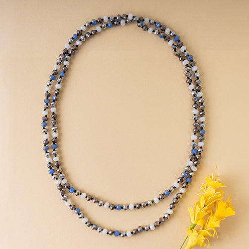 72028-43 - Beaded Necklace - Black, White, and Blue