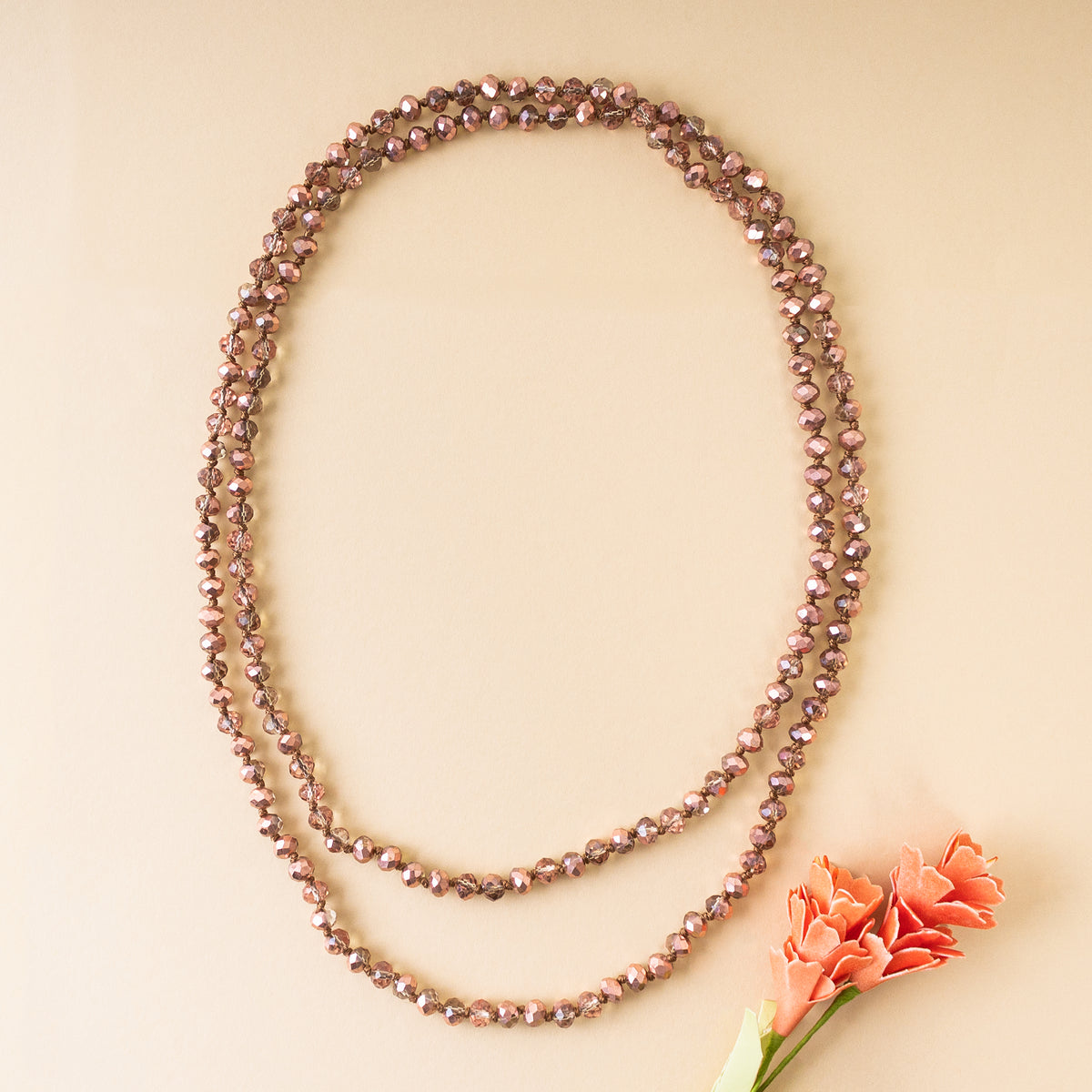 72028-45 - Beaded Necklace - Rose Gold