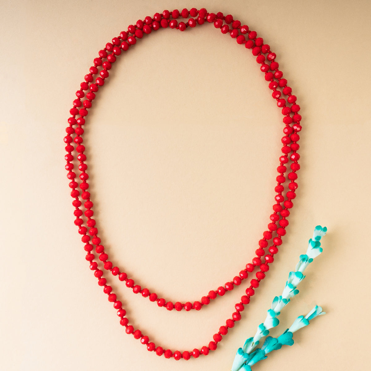 72028-46 - Beaded Necklace - Bright Red