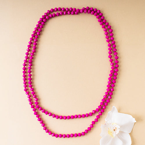 72028 - 86 - Beaded Necklace -Fuchsia