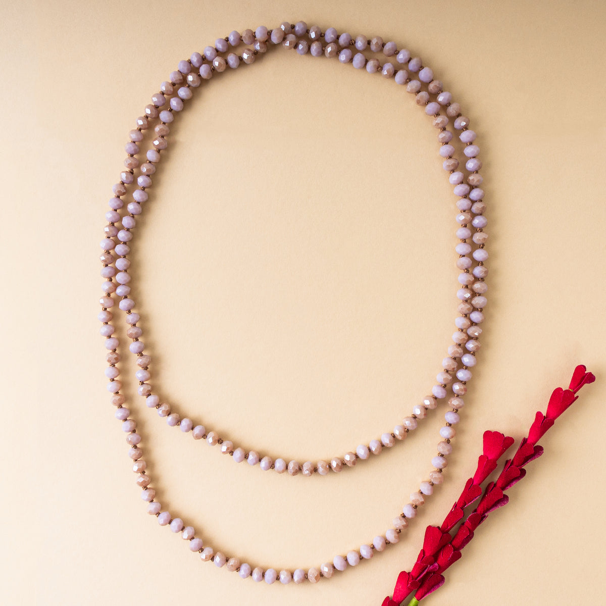 72028-9 - Beaded Necklace - Purple & Brown