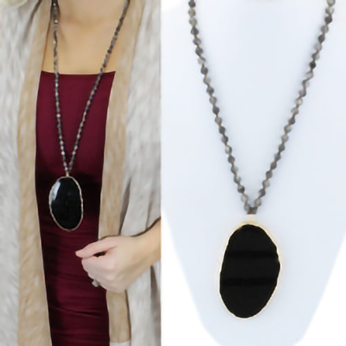 72044 - Natural Stone Necklace - Black