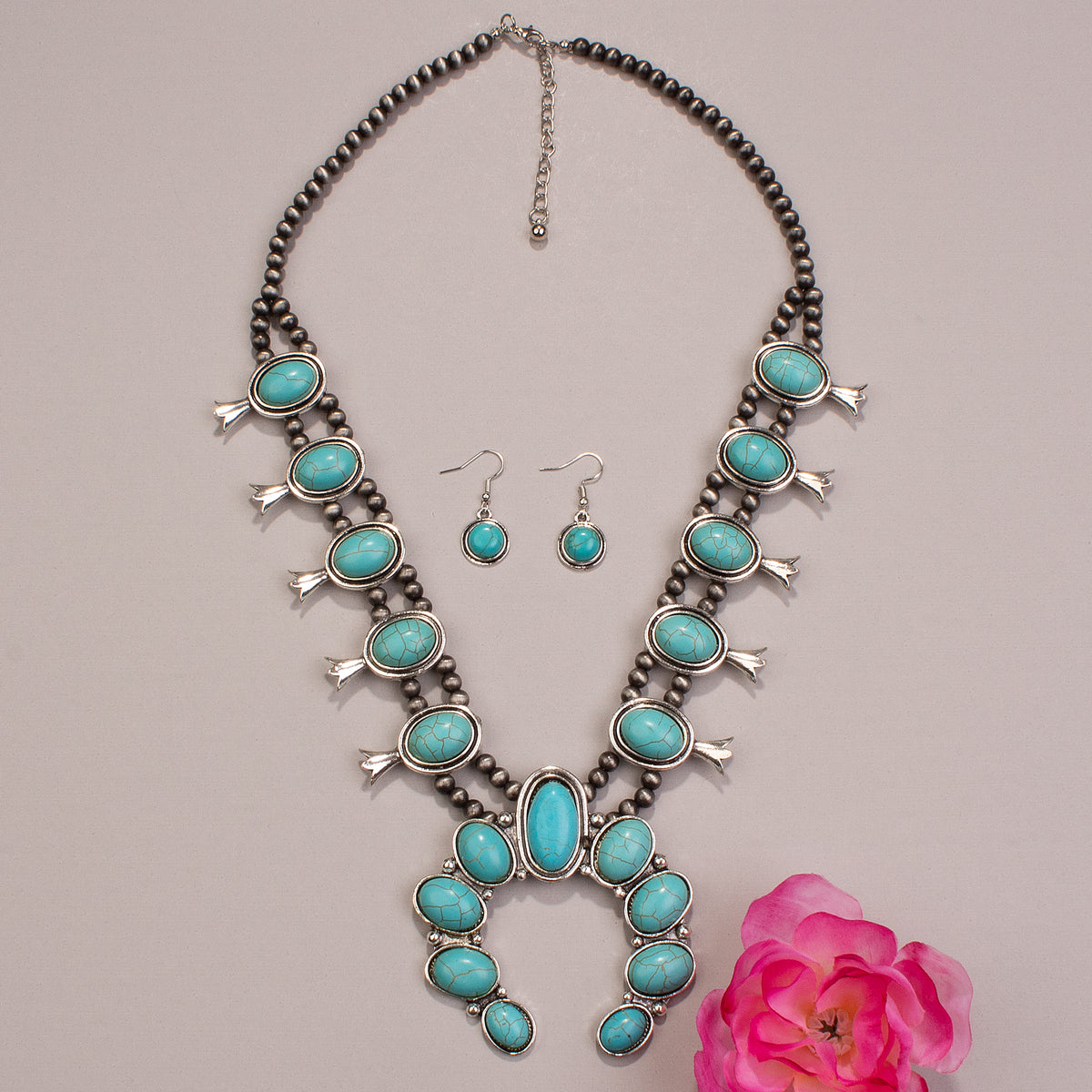 72471 - Squash Blossom Necklace - Turquoise Silver