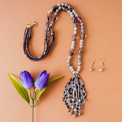 72554 - Feather Necklace - Fashion Jewelry Wholesale