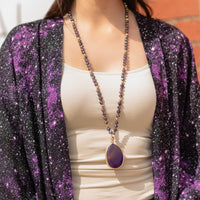 Load image into Gallery viewer, 72562 - Beaded Natural Stone Necklace - Purple

