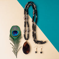 Load image into Gallery viewer, 72564 - Natural Stone Necklace - Black
