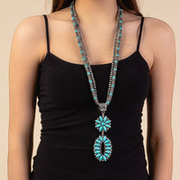 Load image into Gallery viewer, 72601 - Squash Blossom Necklace - Turquoise &amp; Silver
