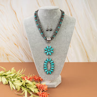 Load image into Gallery viewer, 72601 - Squash Blossom Necklace - Turquoise &amp; Silver
