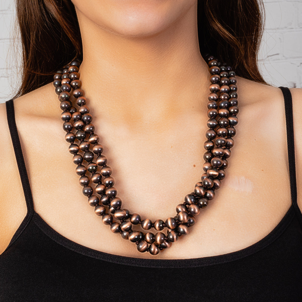 72632 - Layered Navajo Pearl Necklace - Copper