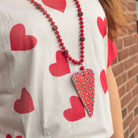 Load image into Gallery viewer, 72653 - Leopard Heart Necklace - Red
