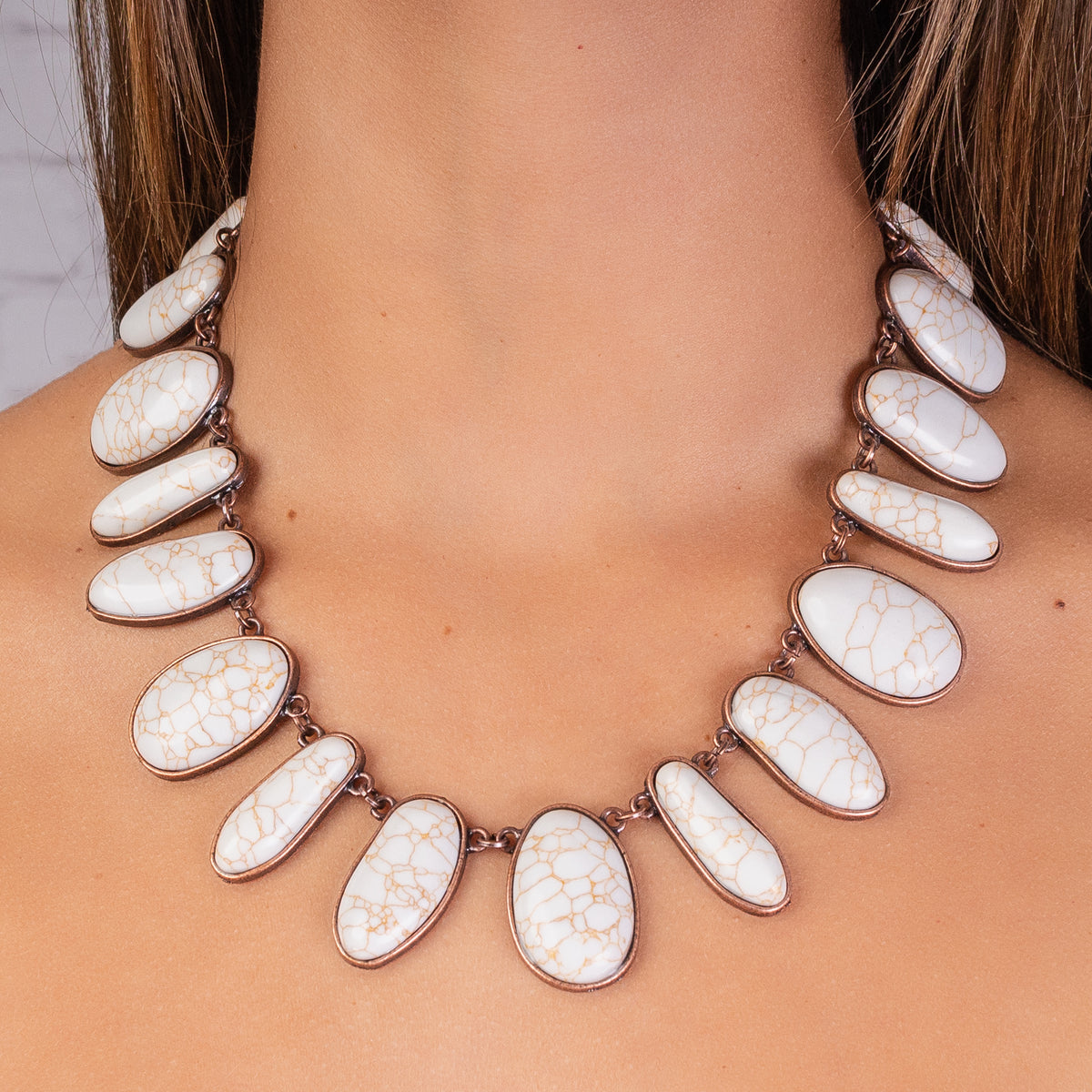 72684 - Squash Blossom Necklace - Ivory & Copper