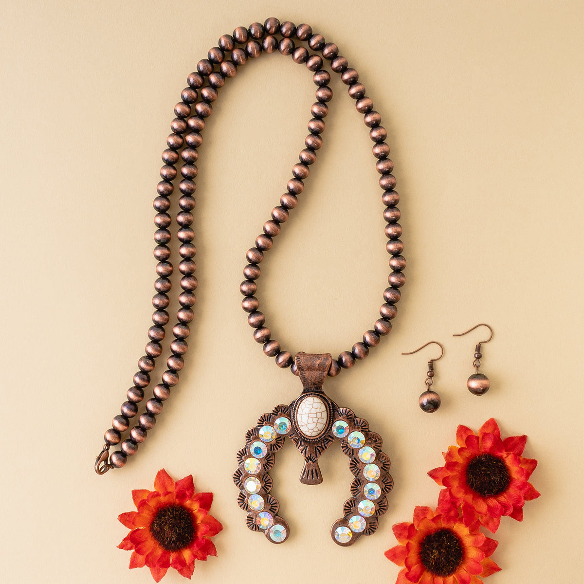 72696 - Thunderbird Necklace - Ivory & Copper - Fashion Jewelry Wholesale