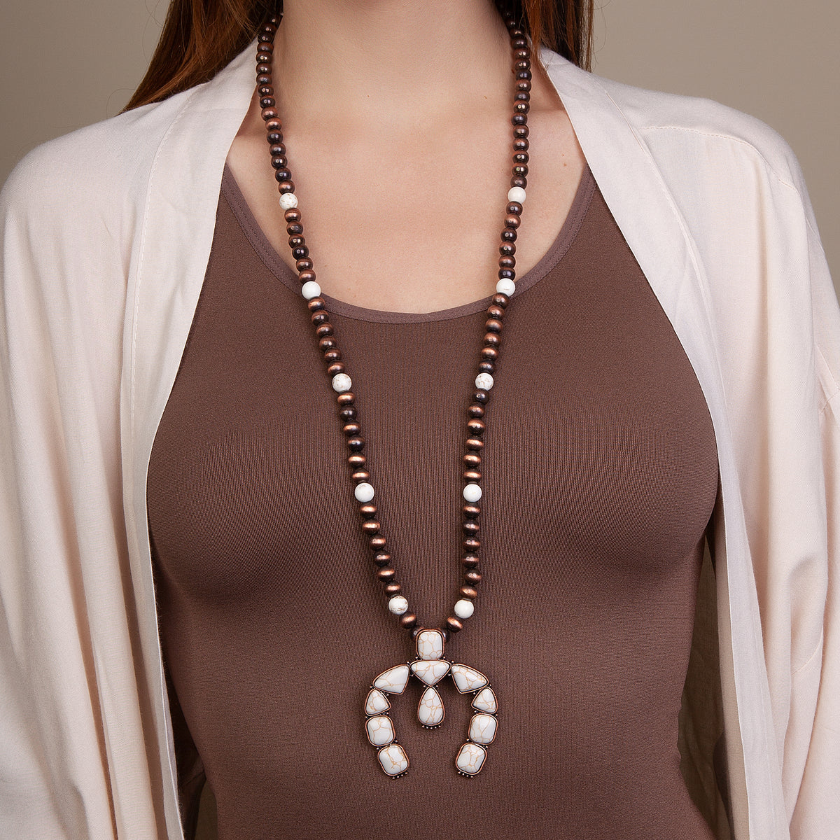 72705 - Squash Blossom Necklace - Ivory & Copper