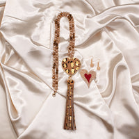 Load image into Gallery viewer, 72736 - Tassel Leopard Heart Necklace - Champagne
