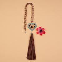 Load image into Gallery viewer, 72737 - Beaded Leopard Heart Necklace - Brown
