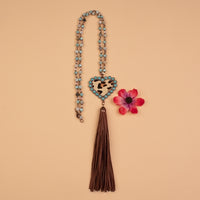 Load image into Gallery viewer, 72737 - Beaded Leopard Heart Necklace - Amazonite
