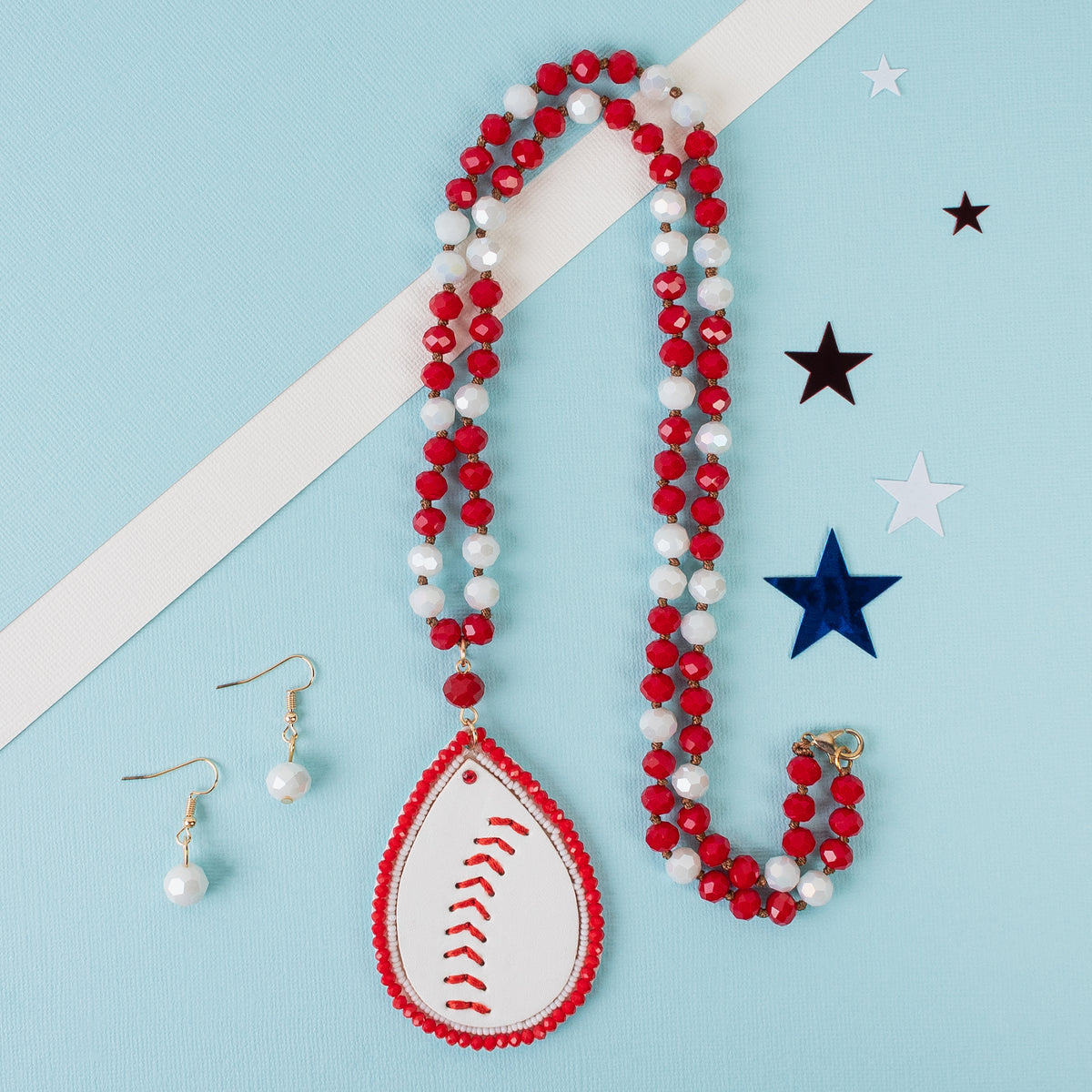 72773 - Baseball Necklace - Red