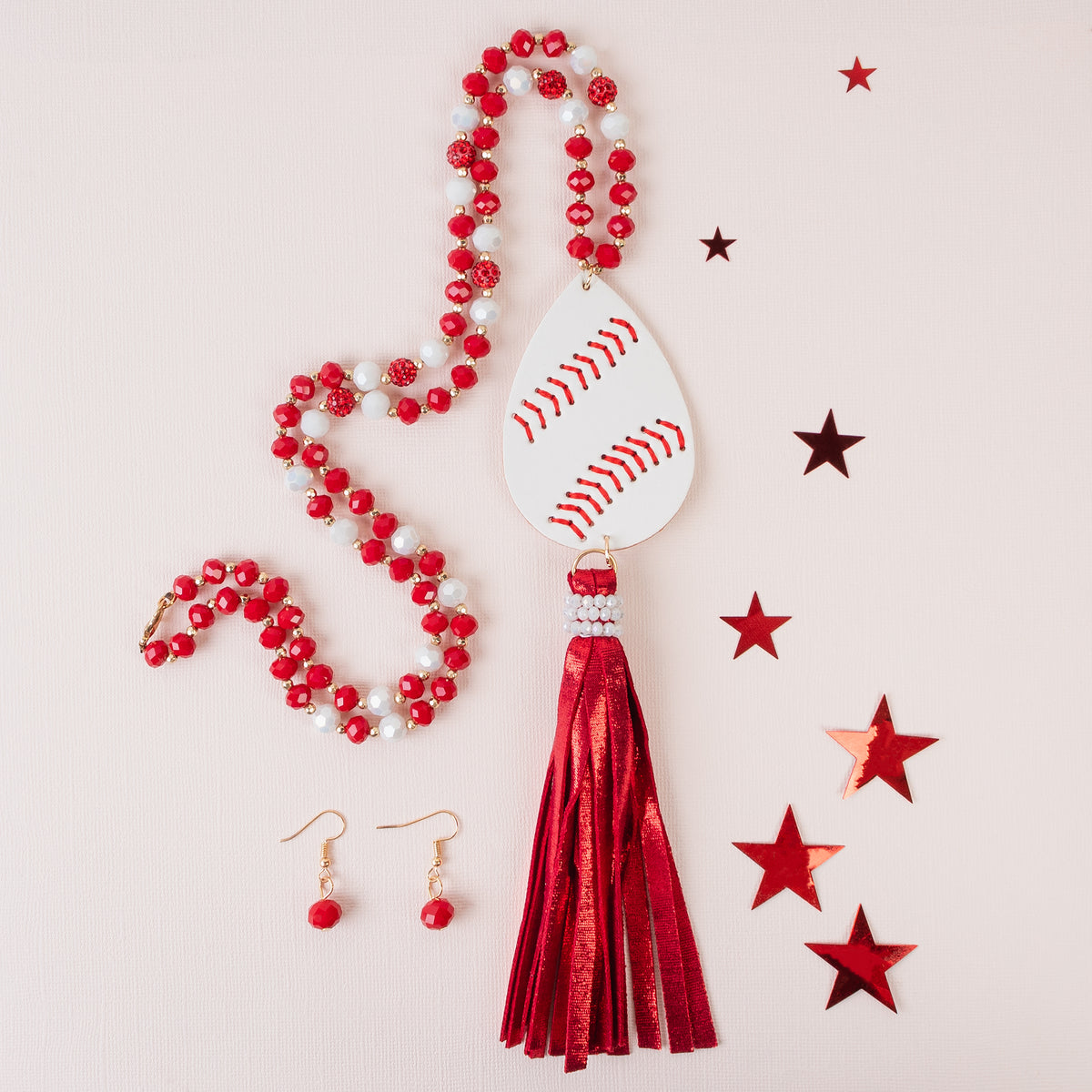 72788 - Baseball Necklace - Red & White