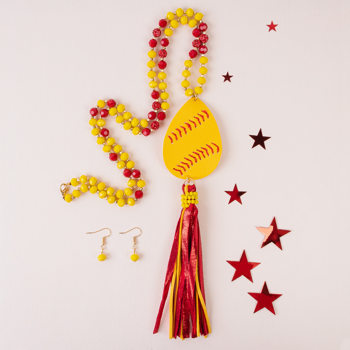 72788 - Softball Necklace - Yellow & Red