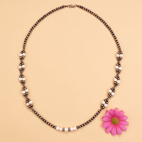 Load image into Gallery viewer, 72789 - Squash Blossom Beaded Necklace - Ivory &amp; Copper
