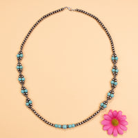 Load image into Gallery viewer, 72789 - Squash Blossom Beaded Necklace - Turquoise &amp; Silver
