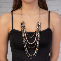 Load image into Gallery viewer, 72796 - Layered Crystal Beaded Necklace - Black
