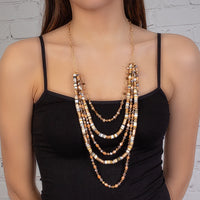 Load image into Gallery viewer, 72796 - Layered Crystal Beaded Necklace - Brown
