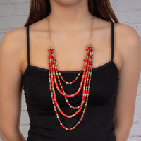 Load image into Gallery viewer, 72796 - Layered Crystal Beaded Necklace - Red
