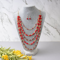 Load image into Gallery viewer, 72796 - Layered Crystal Beaded Necklace - Red

