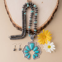 Load image into Gallery viewer, 72829 - Squash Blossom Necklace - Turquoise &amp; Silver
