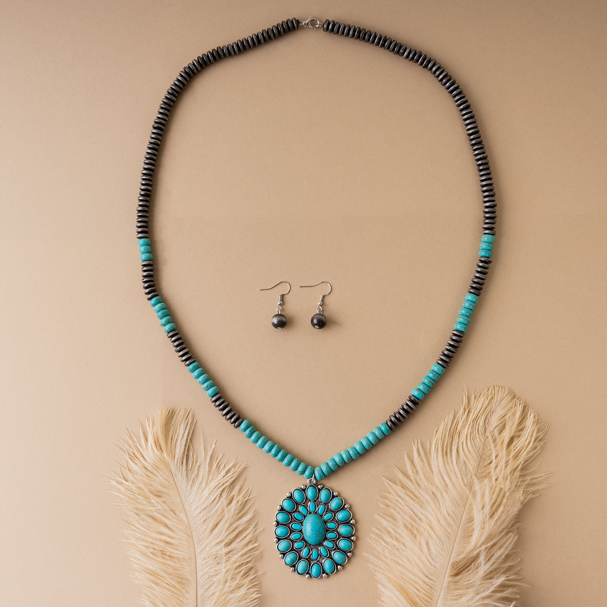 72836 - Squash Blossom Necklace - Turquoise & Silver