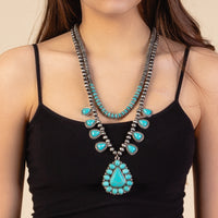 Load image into Gallery viewer, 72839 - Squash Blossom Necklace - Turquoise &amp; Silver
