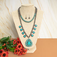 Load image into Gallery viewer, 72839 - Squash Blossom Necklace - Turquoise &amp; Silver
