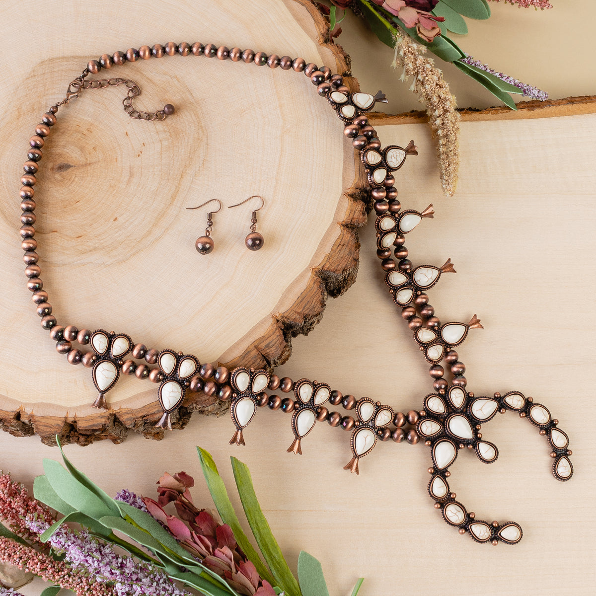 72843 - Squash Blossom Necklace - Ivory & Copper