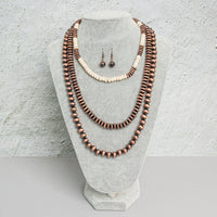 Load image into Gallery viewer, 72845 - Squash Blossom Layered Navajo Beaded Necklace - Ivory &amp; Copper
