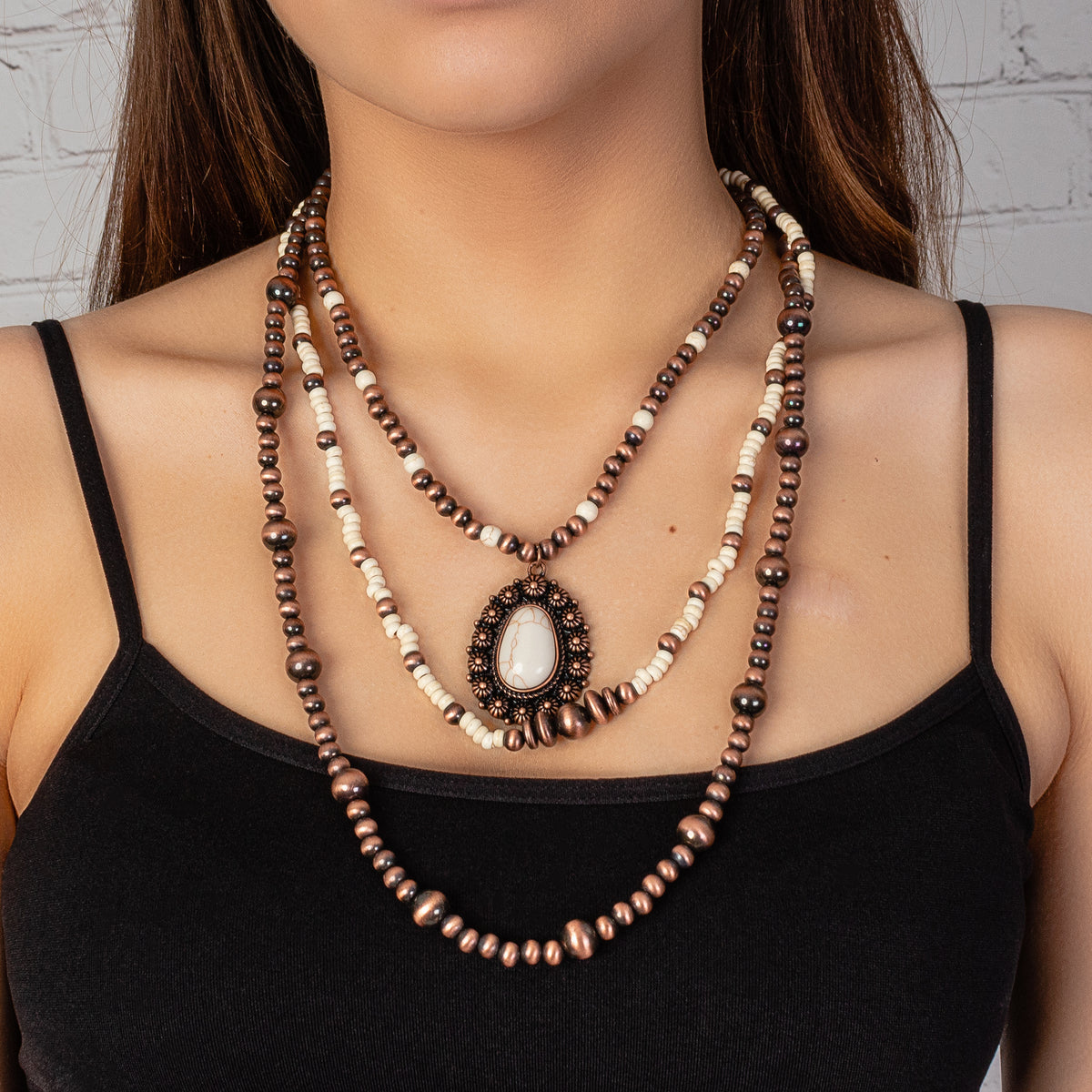 72848 - Squash Blossom Necklace - Ivory & Copper