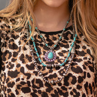 Load image into Gallery viewer, 72848 - Squash Blossom Necklace - Turquoise &amp; Silver
