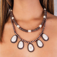 Load image into Gallery viewer, 72850 - Layered Squash Blossom Necklace - Ivory &amp; Copper
