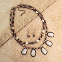 Load image into Gallery viewer, 72850 - Layered Squash Blossom Necklace - Ivory &amp; Copper
