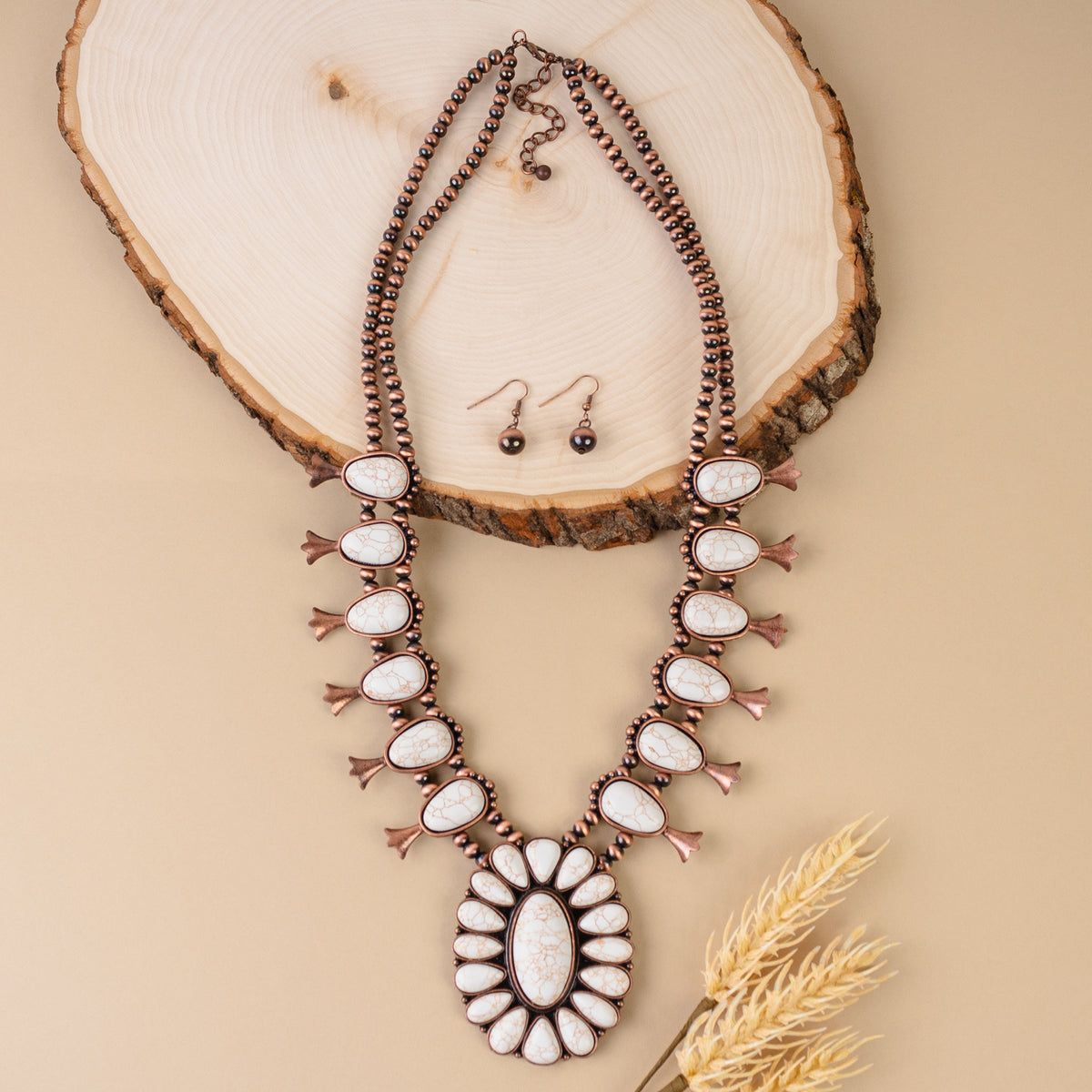 72854 - Squash Blossom Necklace - Ivory & Copper