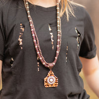 Load image into Gallery viewer, 72859 - Squash Blossom Animal Hide Necklace - Ivory &amp; Copper
