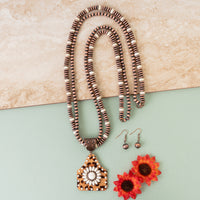 Load image into Gallery viewer, 72859 - Squash Blossom Animal Hide Necklace - Ivory &amp; Copper
