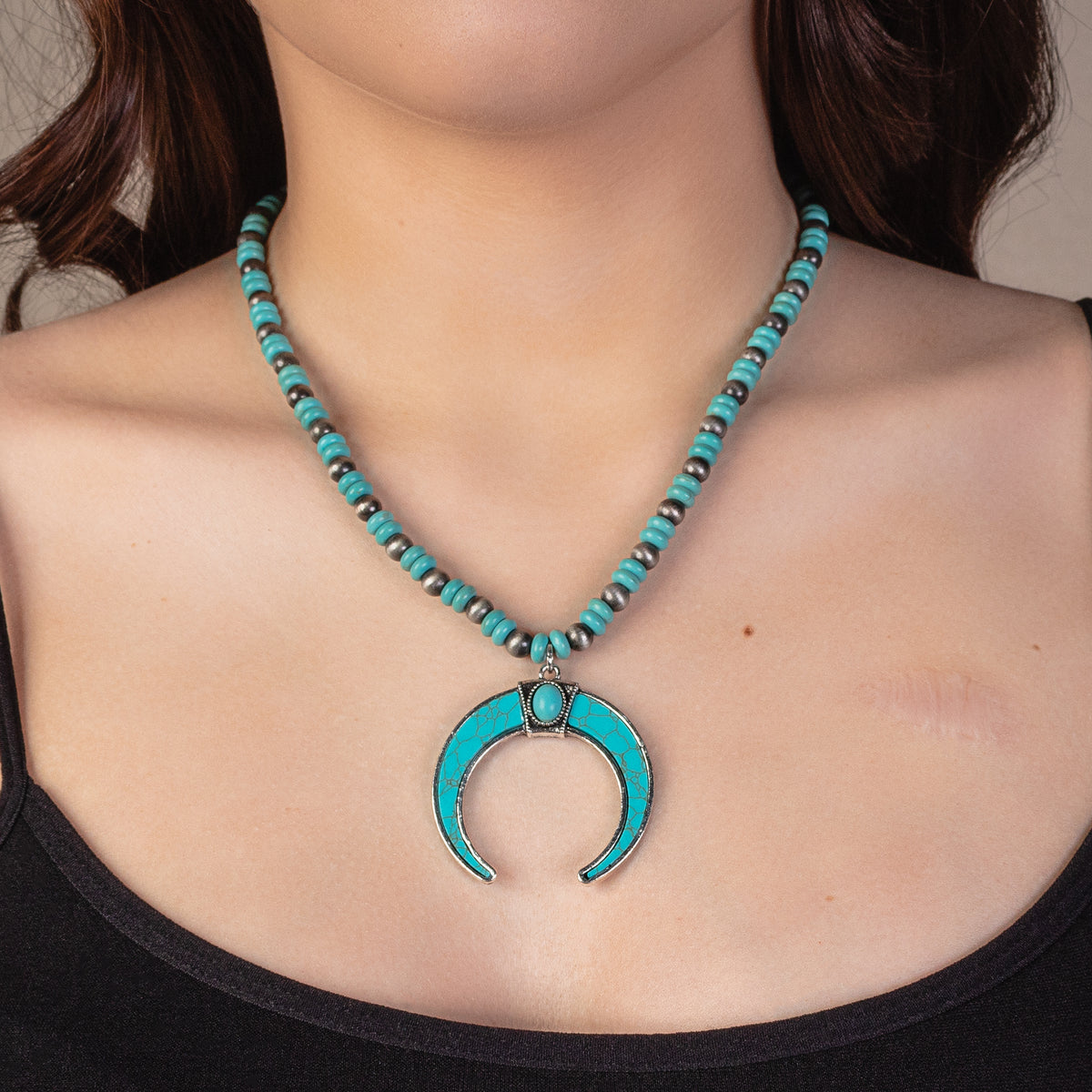 72861 - Squash Blossom Necklace - Turquoise & Silver