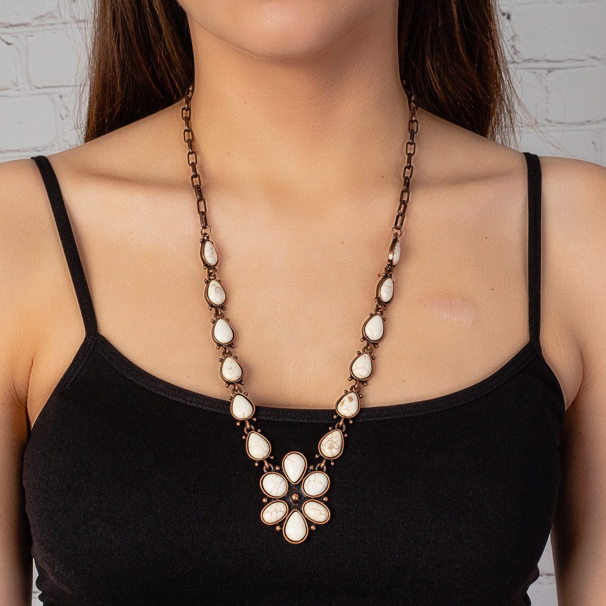 72870 - Squash Blossom Necklace - Ivory & Copper