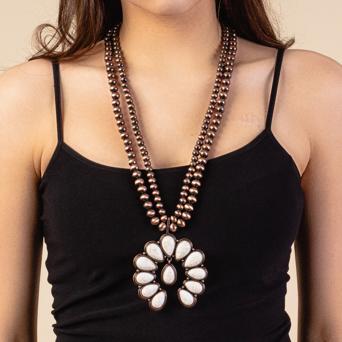 72874 - Squash Blossom Necklace - Ivory & Copper